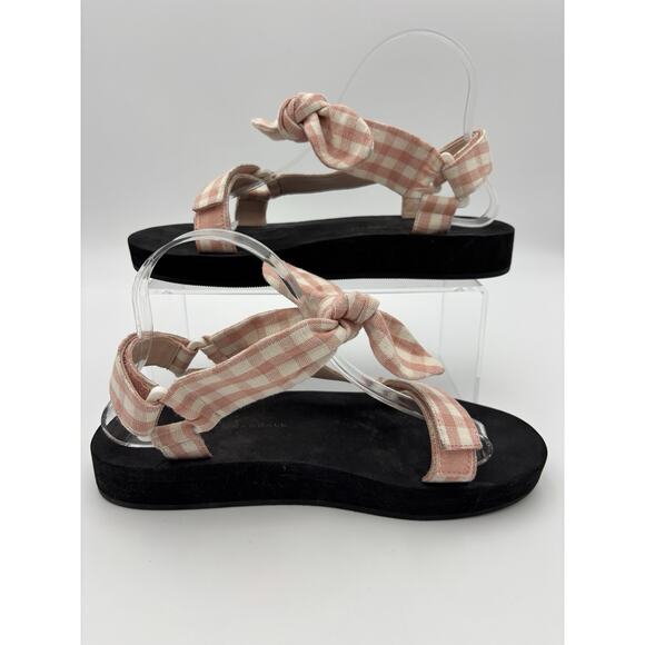 Loeffler Randall Maisie Sandals Pink White Gingham Fabric Size 8.5 Comfort - Picture 11 of 11